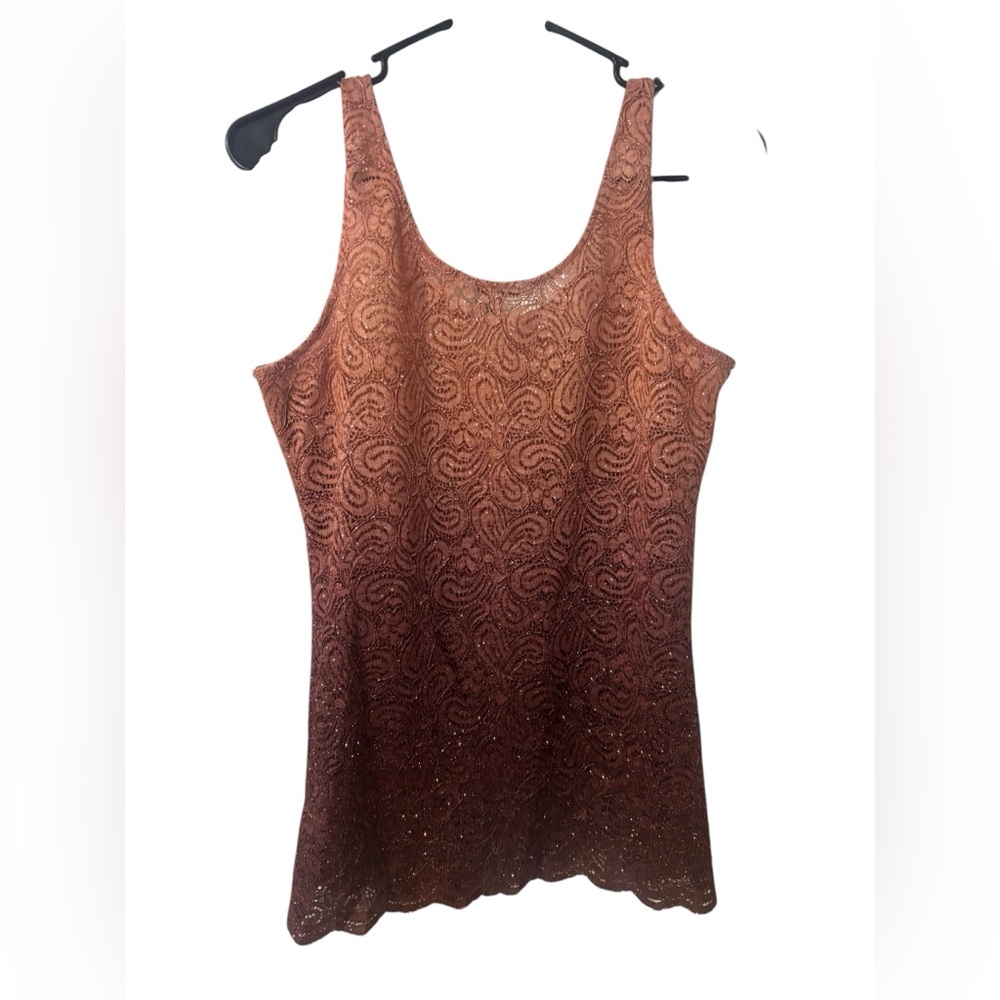 BKE Brown Ombre Lace Tank Top
